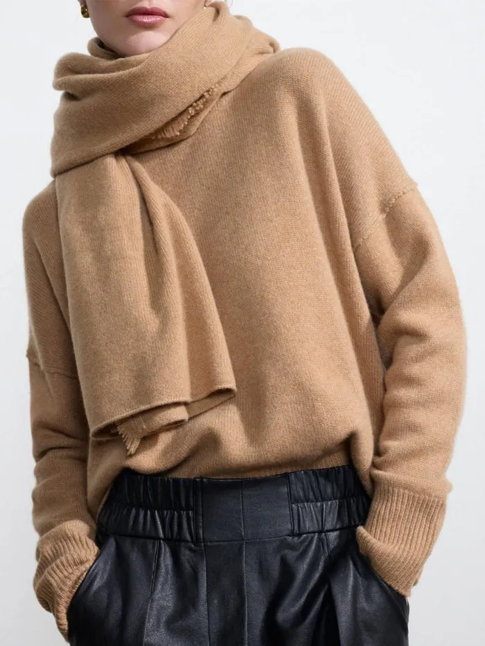 Shop Brochu Walker Jackets and Wraps The Cashmere Fringe Wrap Camel Mlange