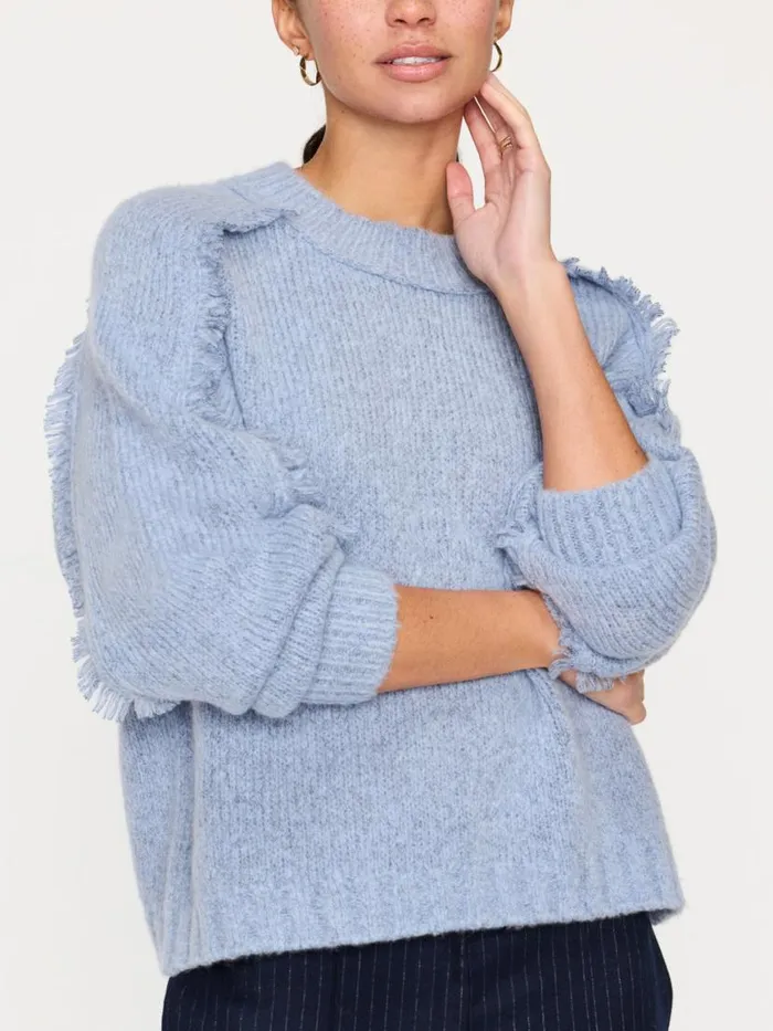 Shop Brochu Walker Sweaters The Aimee Fringe Crew Lucia Blue Mlange