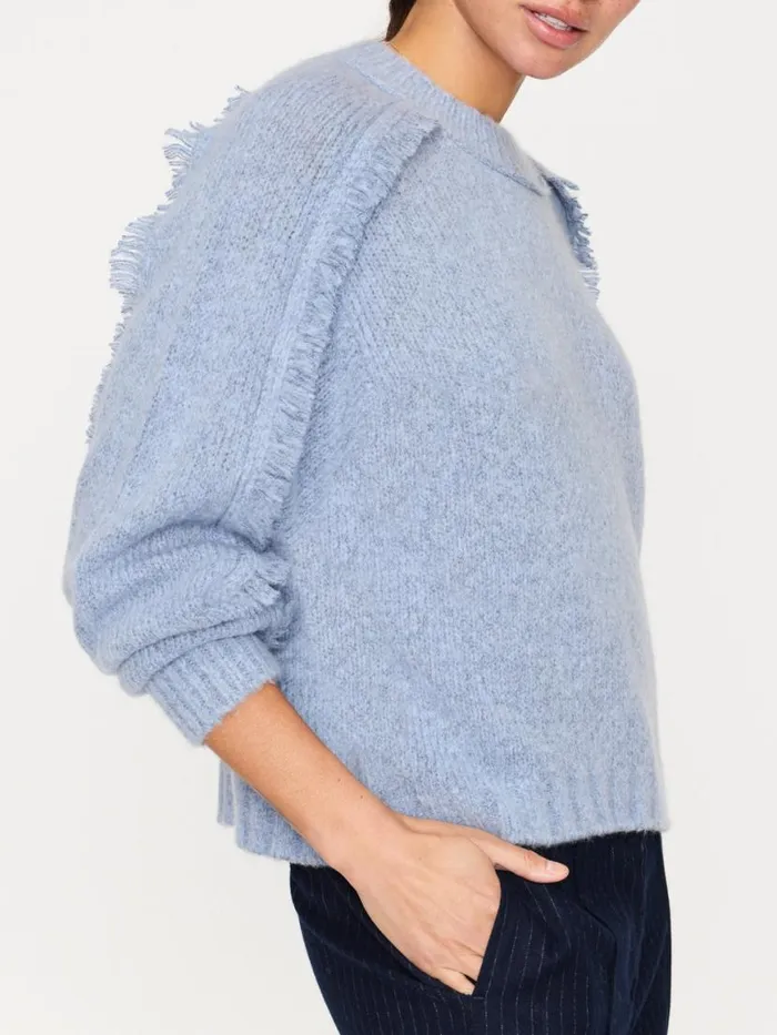 Shop Brochu Walker Sweaters The Aimee Fringe Crew Lucia Blue Mlange