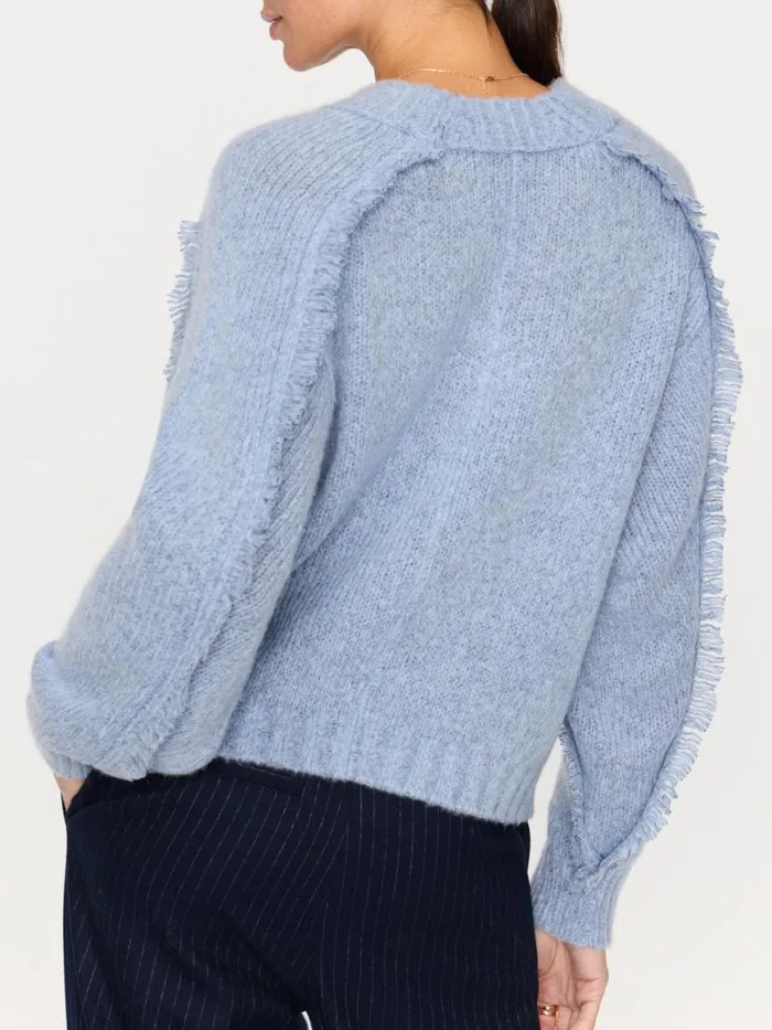 Shop Brochu Walker Sweaters The Aimee Fringe Crew Lucia Blue Mlange