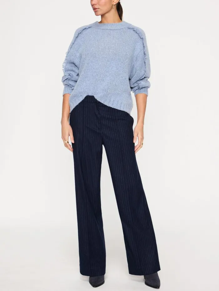 Shop Brochu Walker Sweaters The Aimee Fringe Crew Lucia Blue Mlange