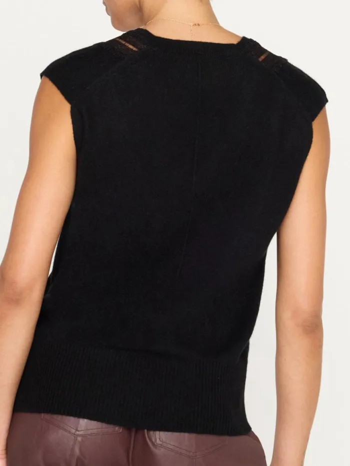 Shop Brochu Walker Sweaters The Isla Lace V Neck Vest Black Onyx With Black Lace