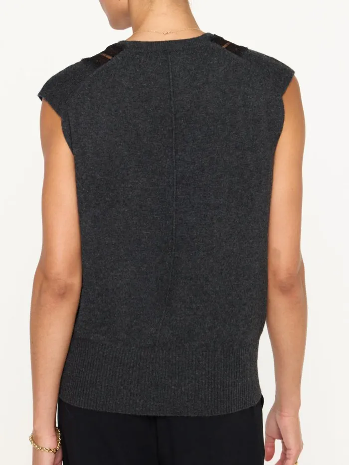 Shop Brochu Walker Sweaters The Isla Lace V Neck Vest Graphite Combo