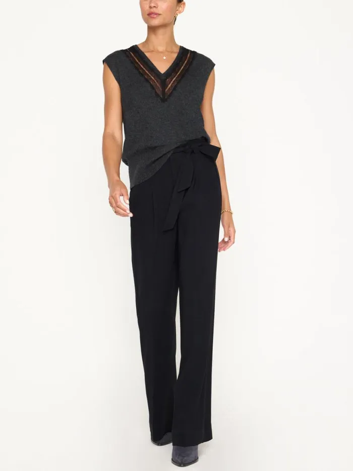 Shop Brochu Walker Sweaters The Isla Lace V Neck Vest Graphite Combo