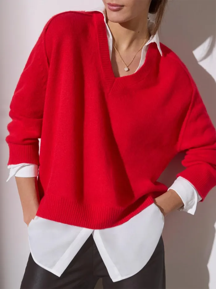 Shop Brochu Walker Sweaters The Looker Layered VNeck Rouge