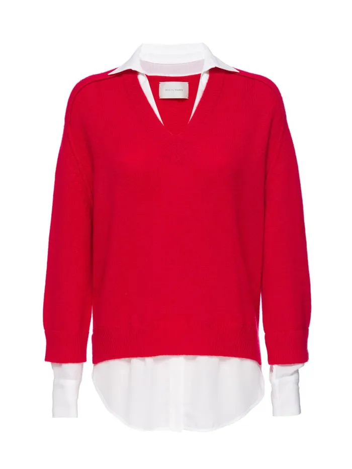Shop Brochu Walker Sweaters The Looker Layered VNeck Rouge