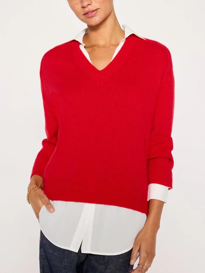 Shop Brochu Walker Sweaters The Looker Layered VNeck Rouge