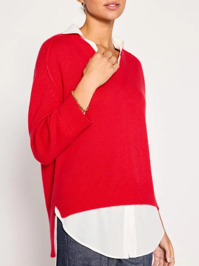 Shop Brochu Walker Sweaters The Looker Layered VNeck Rouge
