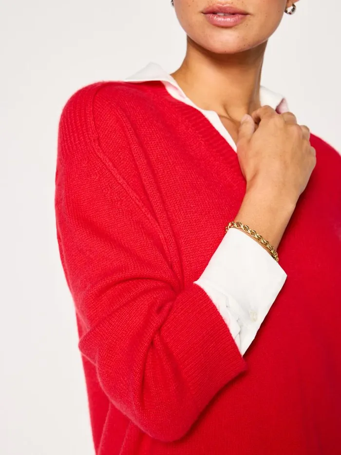 Shop Brochu Walker Sweaters The Looker Layered VNeck Rouge