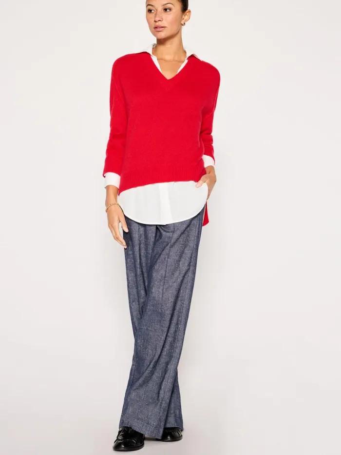 Shop Brochu Walker Sweaters The Looker Layered VNeck Rouge