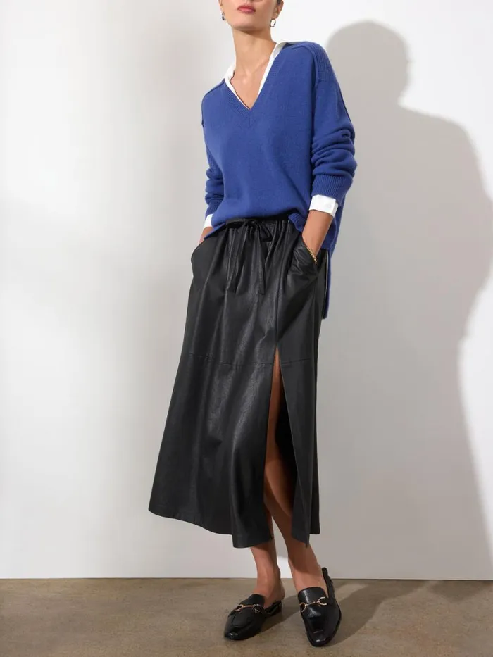 Shop Brochu Walker Sweaters The Looker Layered VNeck Sail Blue With White Underlayer