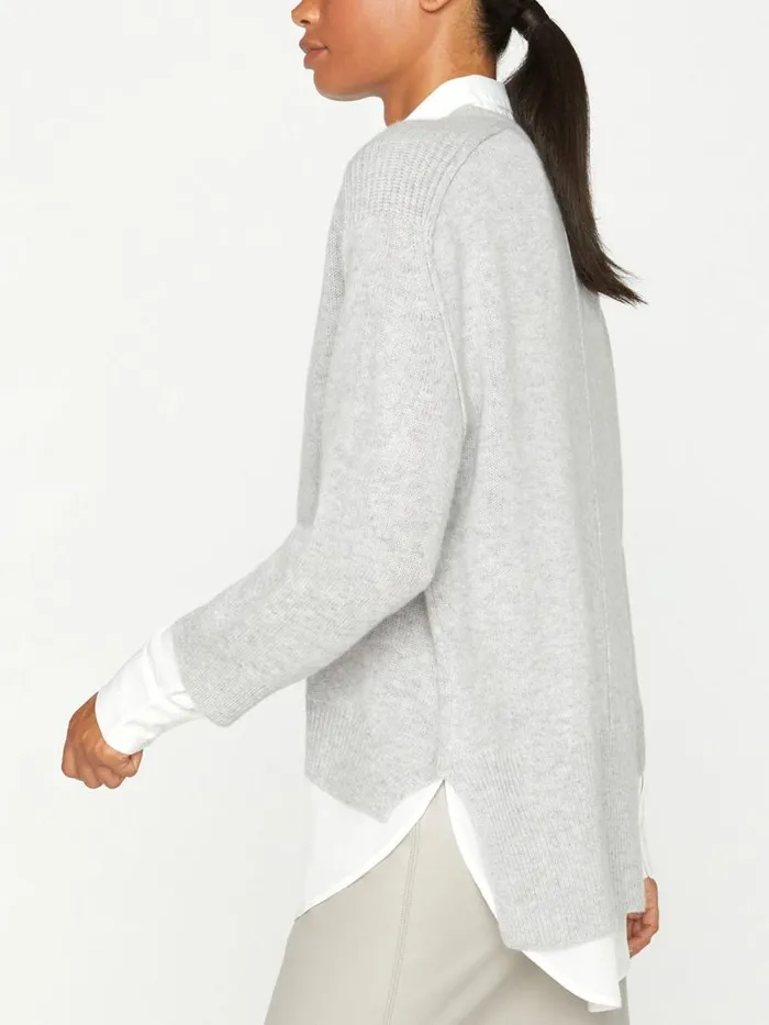 Shop Brochu Walker Sweaters The Looker Layered VNeck Vail Grey Melange With White Underlayer