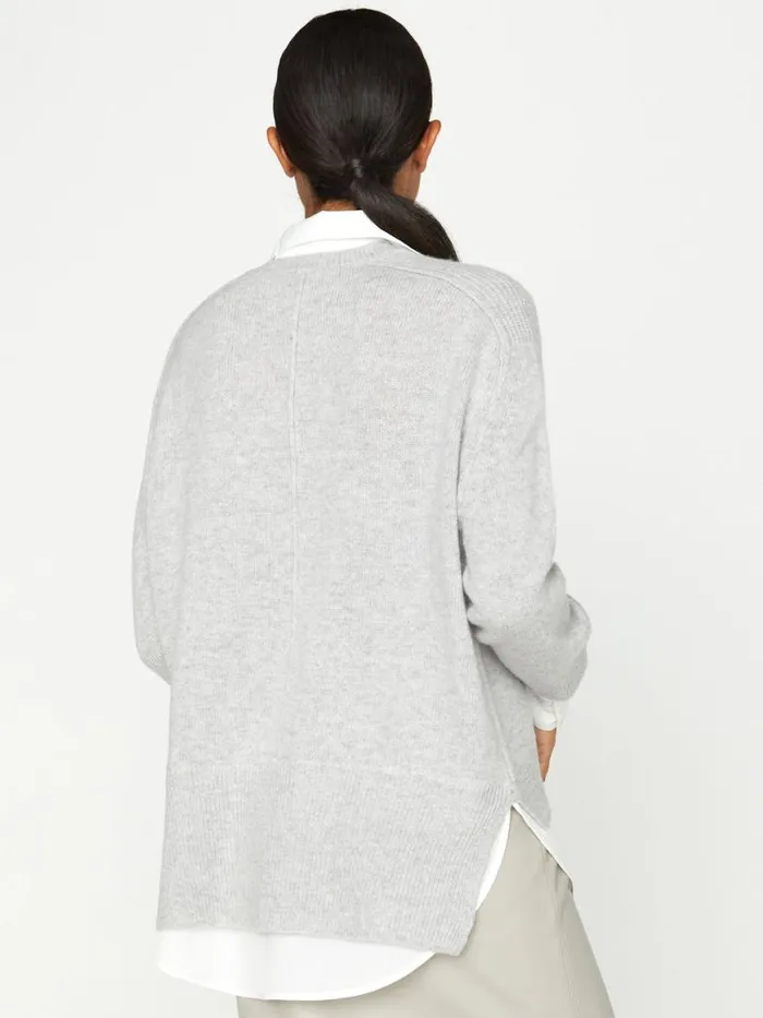 Shop Brochu Walker Sweaters The Looker Layered VNeck Vail Grey Melange With White Underlayer