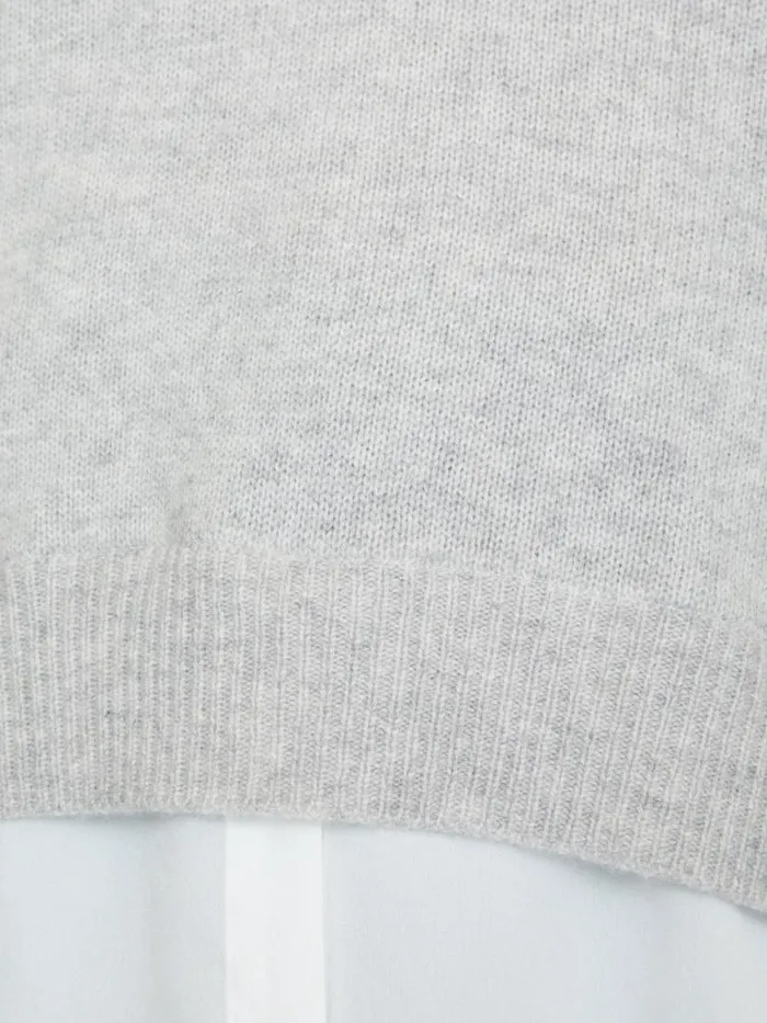 Shop Brochu Walker Sweaters The Looker Layered VNeck Vail Grey Melange With White Underlayer