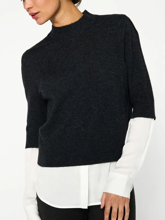 Shop Brochu Walker Sweaters The Stella Looker Dk Charcoal W White