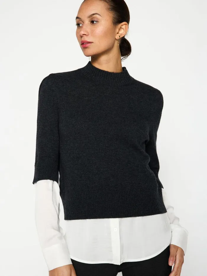 Shop Brochu Walker Sweaters The Stella Looker Dk Charcoal W White