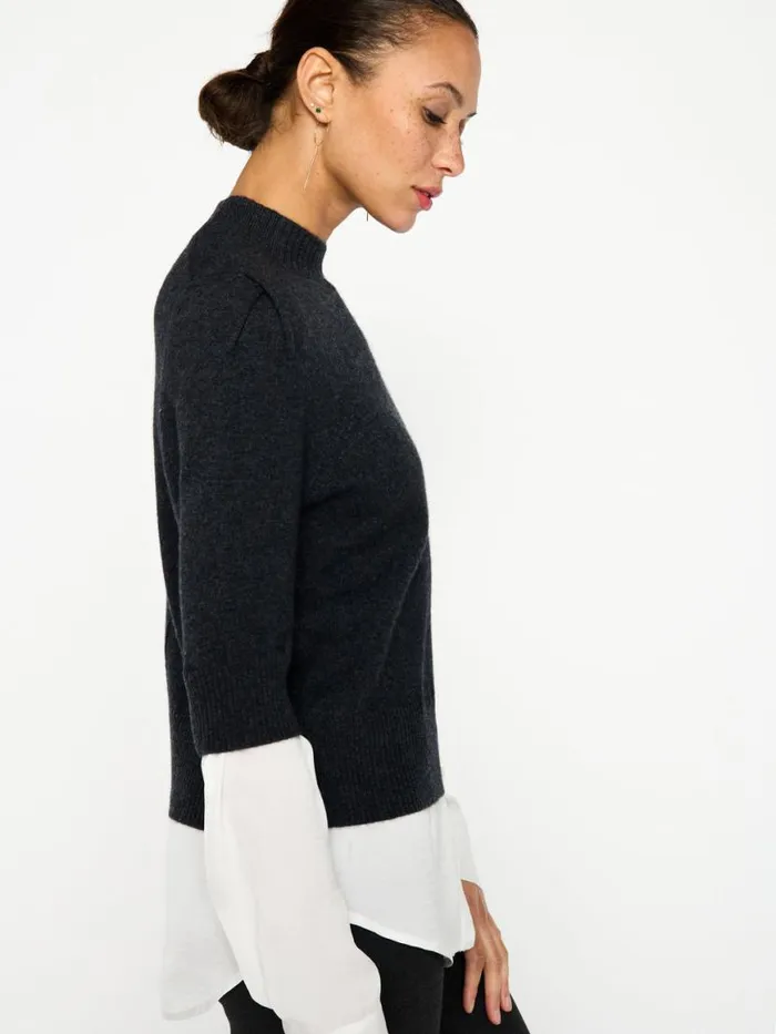 Shop Brochu Walker Sweaters The Stella Looker Dk Charcoal W White