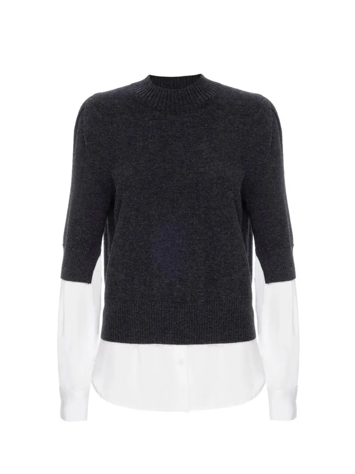 Shop Brochu Walker Sweaters The Stella Looker Dk Charcoal W White