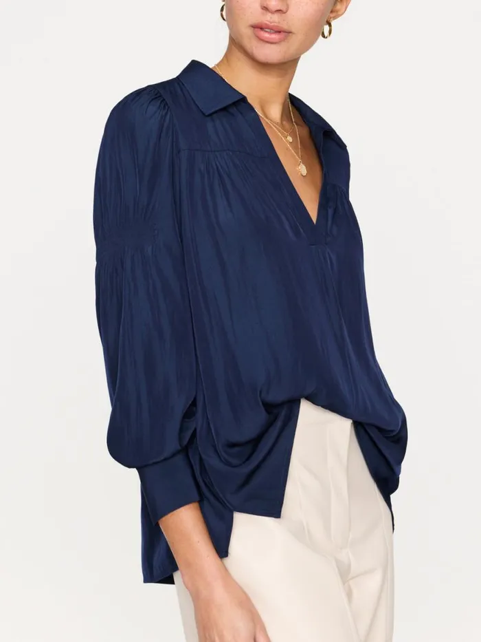 Shop Brochu Walker Tops The Anson Blouse Navy