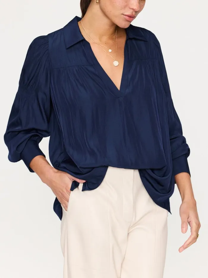Shop Brochu Walker Tops The Anson Blouse Navy
