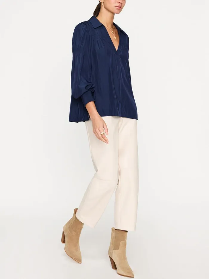 Shop Brochu Walker Tops The Anson Blouse Navy