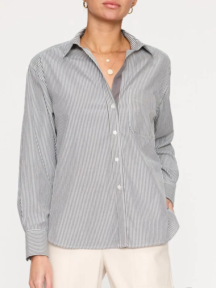 Shop Brochu Walker Tops The Everyday Shirt Grey Stripe