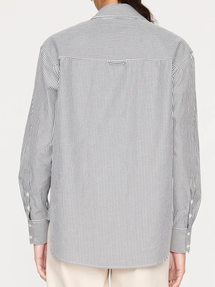 Shop Brochu Walker Tops The Everyday Shirt Grey Stripe