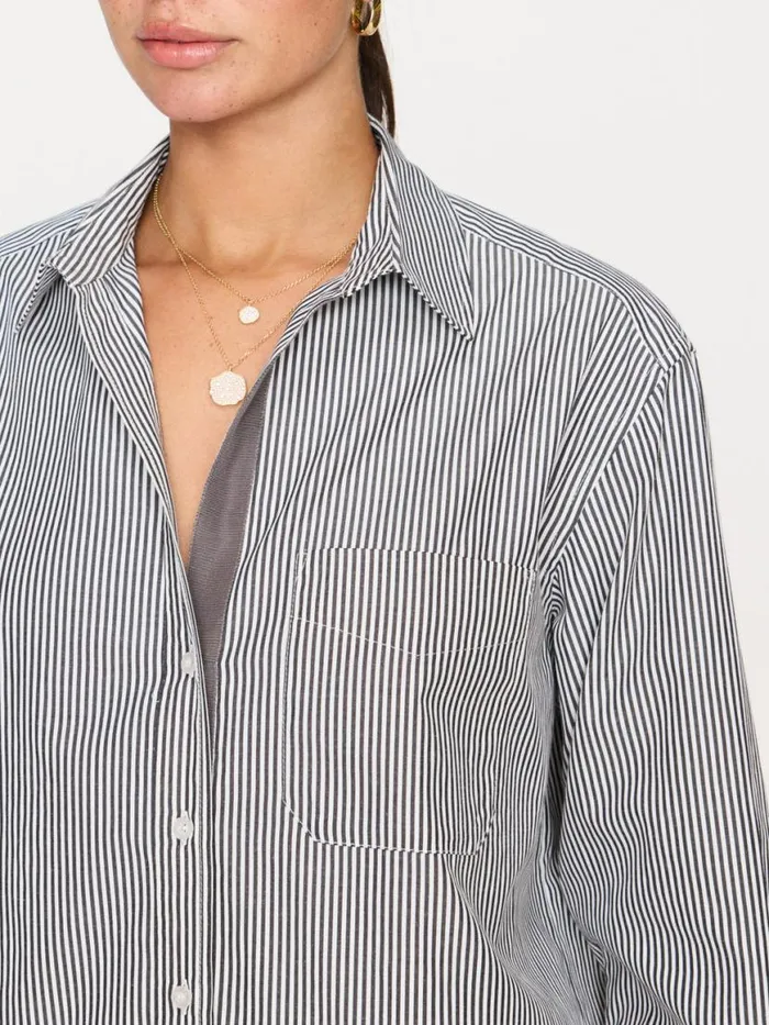 Shop Brochu Walker Tops The Everyday Shirt Grey Stripe