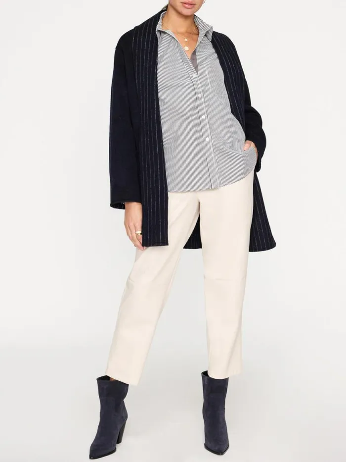 Shop Brochu Walker Tops The Everyday Shirt Grey Stripe