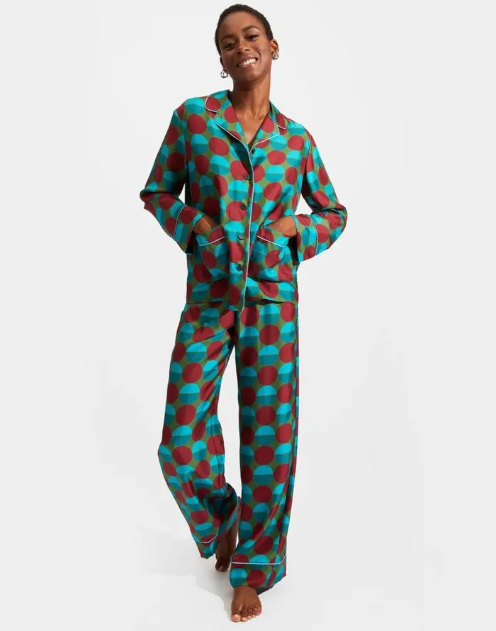 Silk Pajama Sfere Grandi Verde Women La Double J Loungewear Silk Pajama Sfere Grandi Verde Women La Double J Loungewear