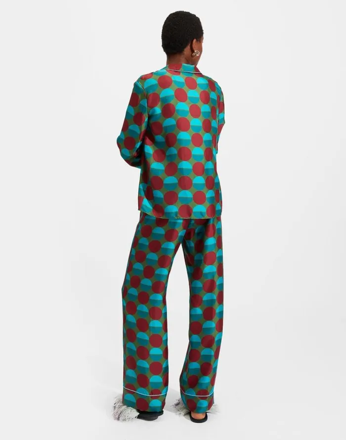 Silk Pajama Sfere Grandi Verde Women La Double J Loungewear Silk Pajama Sfere Grandi Verde Women La Double J Loungewear