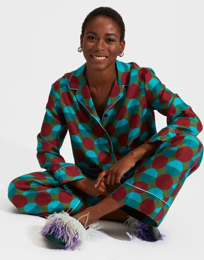 Silk Pajama Sfere Grandi Verde Women La Double J Loungewear Silk Pajama Sfere Grandi Verde Women La Double J Loungewear