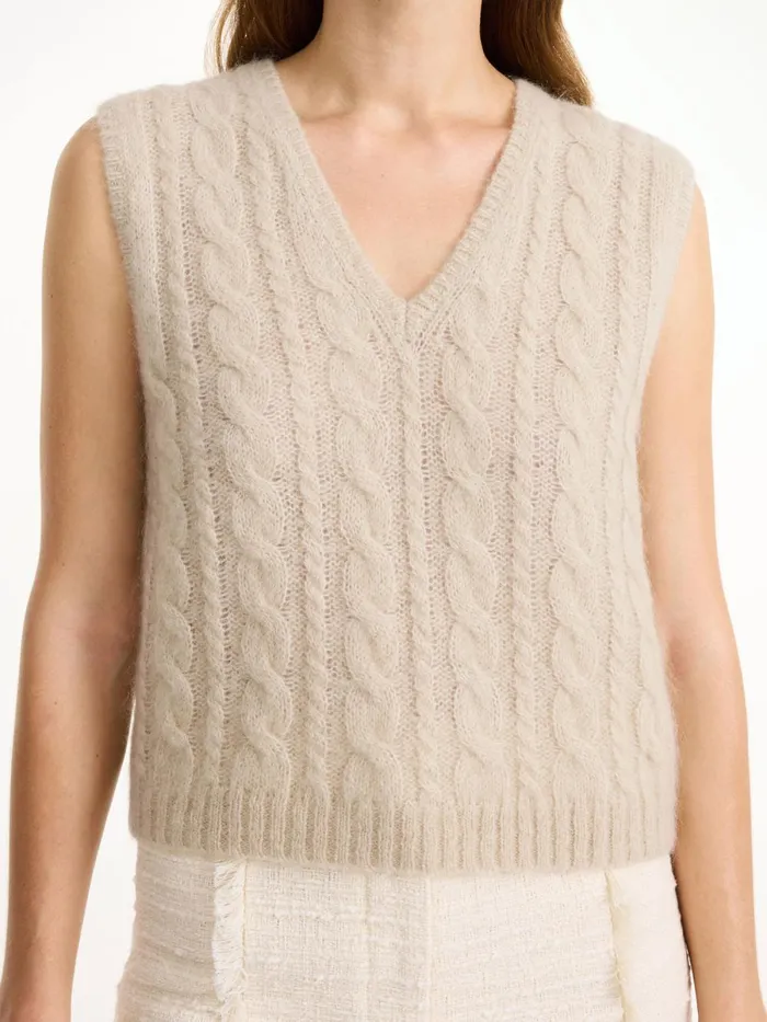 Simea Vest Oyster Gray Women By Malene Birger Knitwear