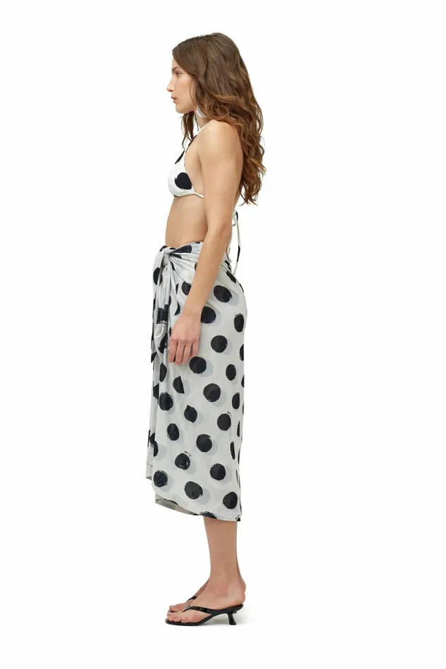 Simon Miller Bottoms Women Mesh Balboa Skirt Macadamia Black Dot Print Simon Miller Bottoms Women Mesh Balboa Skirt Macadamia Black Dot Print
