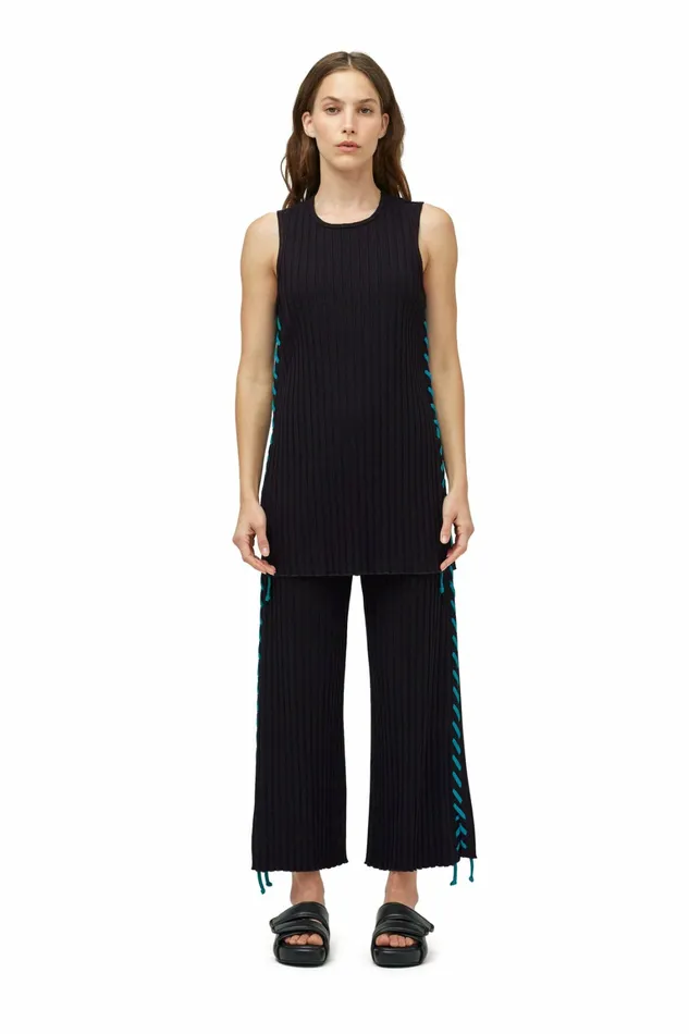 Simon Miller Bottoms Women Wide Crop Rib Alder Pant With Whip Stitch Black Simon Miller Bottoms Women Wide Crop Rib Alder Pant With Whip Stitch Black