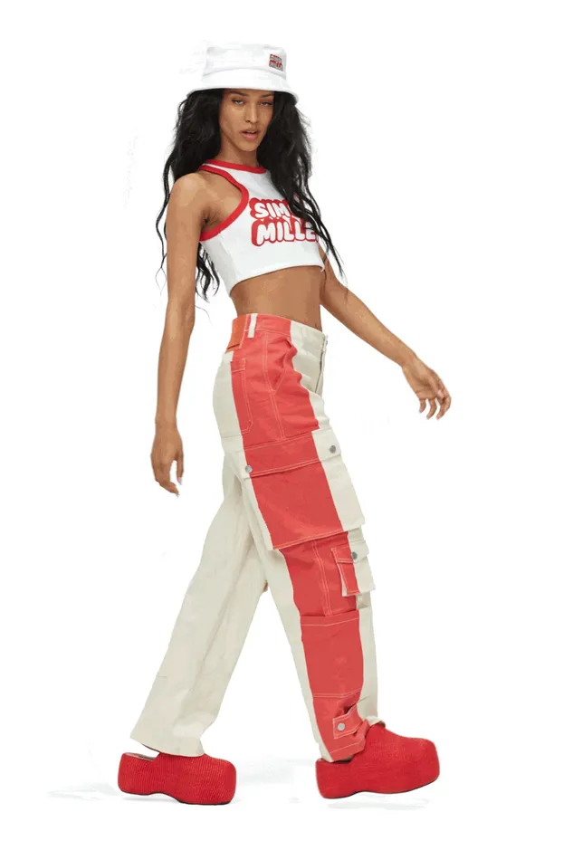 Simon Miller Denim Women Campo Cargo Pant Cherry