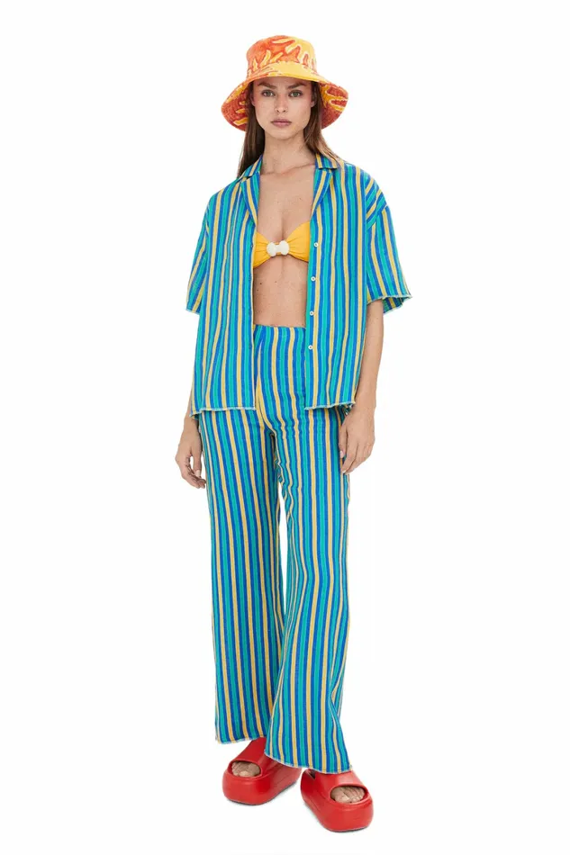 Simon Miller Prints Women Sm X Mango Linen Iguana Trousers Multi Stripe