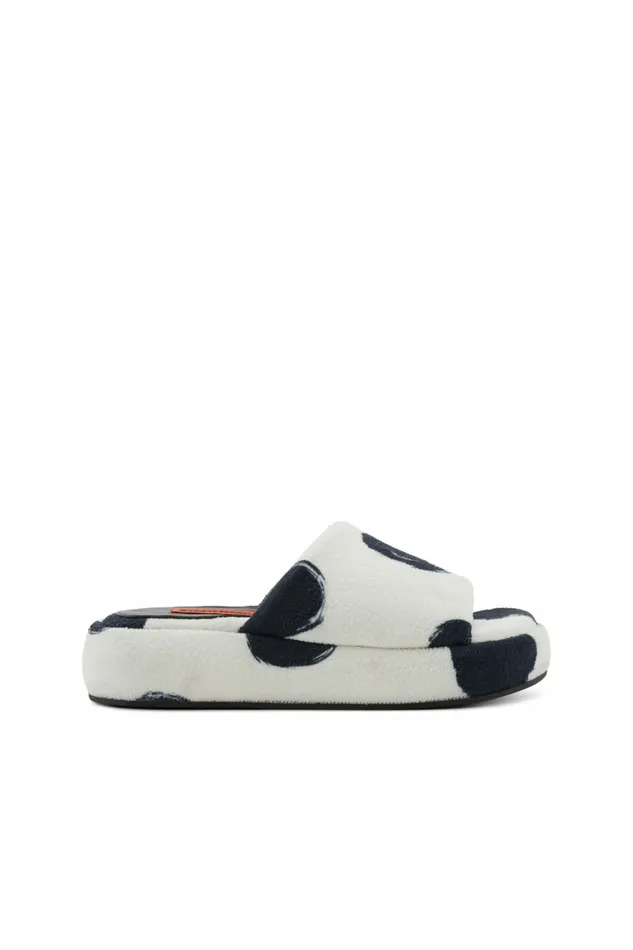 Simon Miller Sandals Women Terry Slide Macadamia Black Dot Print