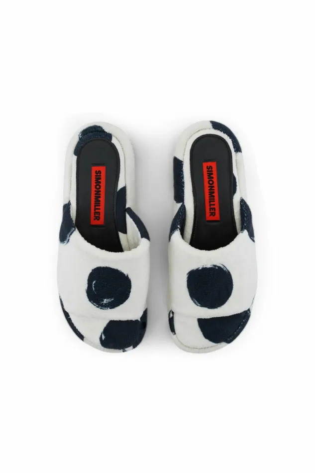 Simon Miller Sandals Women Terry Slide Macadamia Black Dot Print Simon Miller Sandals Women Terry Slide Macadamia Black Dot Print