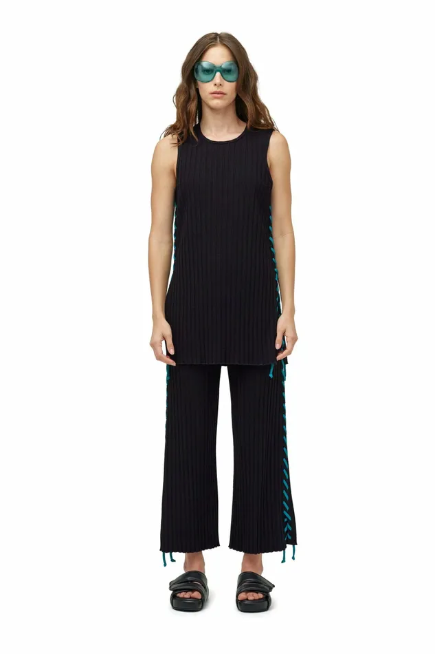 Simon Miller Tops Women Rib Aukai Tunic With Whip Stitch Black