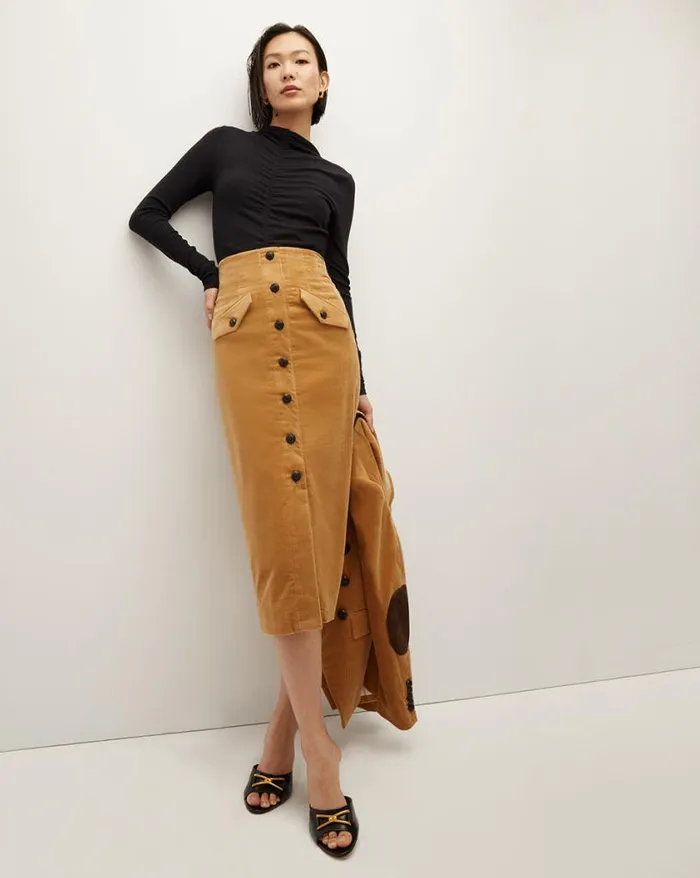 Skirts and Shorts Shop Veronica Beard Barrie Corduroy Skirt Khaki