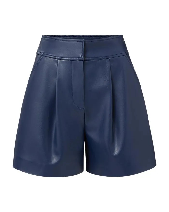 Skirts and Shorts Shop Veronica Beard Haina Vegan Leather Short Dark Slate