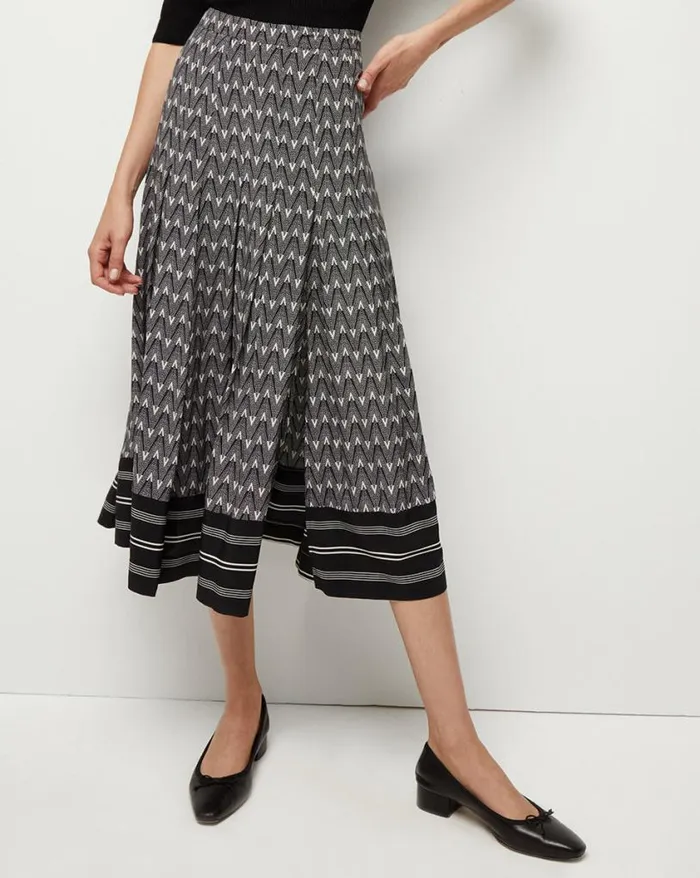 Skirts and Shorts Shop Veronica Beard Norris VLogo Skirt Blackoffwhite