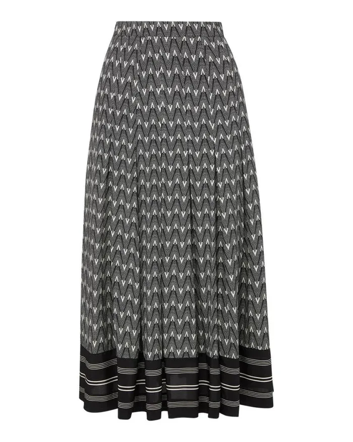 Skirts and Shorts Shop Veronica Beard Norris VLogo Skirt Blackoffwhite
