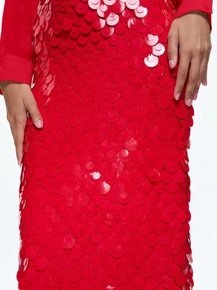 Skirts Women Alice Olivia FIFI EMBELLISHED MIDI SKIRT Bright Ruby