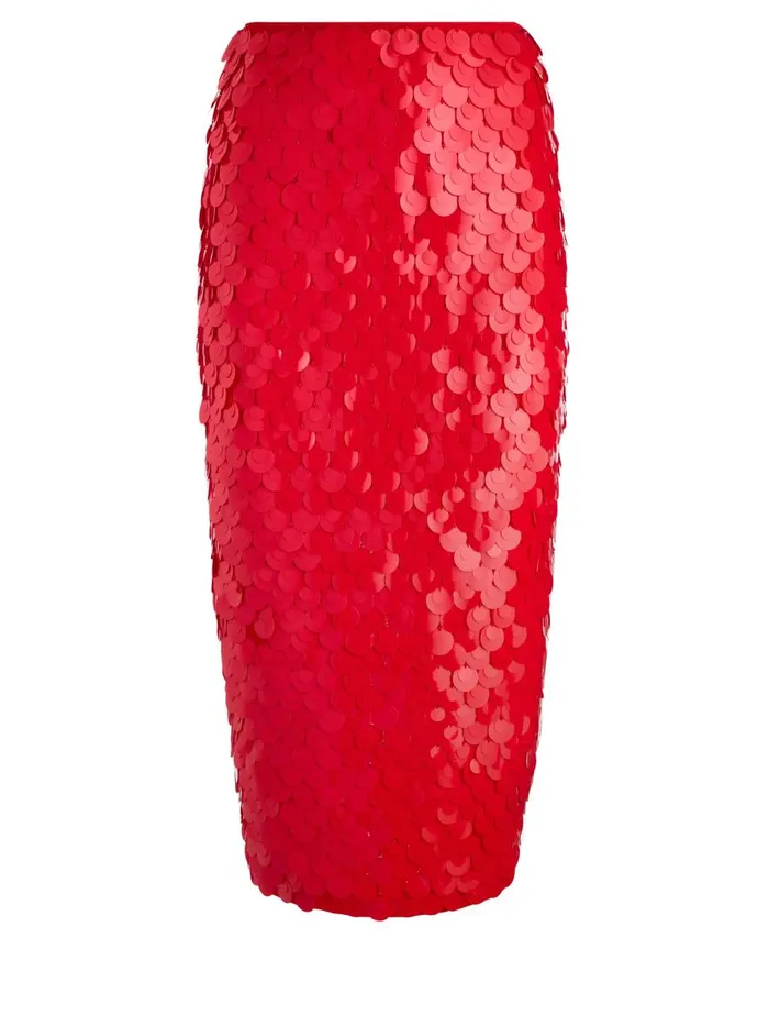 Skirts Women Alice Olivia FIFI EMBELLISHED MIDI SKIRT Bright Ruby