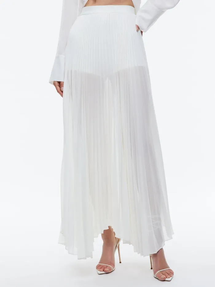 Skirts Women Alice Olivia KATZ PLEATED MAXI SKIRT WITH HOT PANT Black