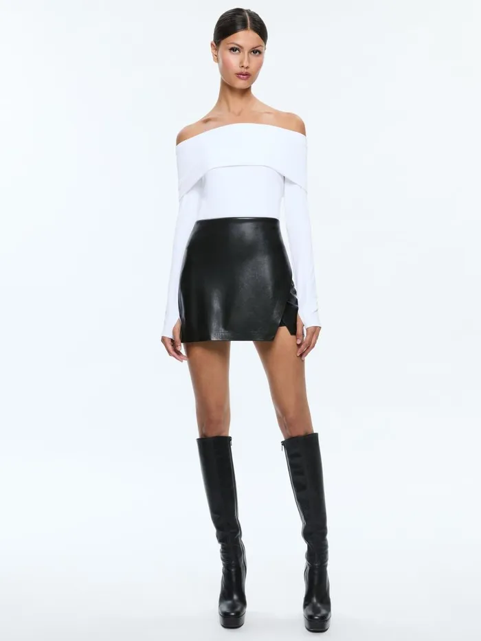 Skirts Women Alice Olivia SIOBHAN VEGAN WRAP MINI SKIRT Black