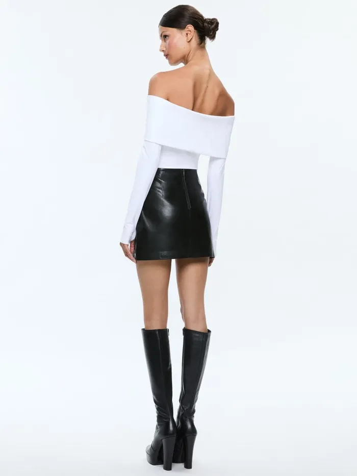 Skirts Women Alice Olivia SIOBHAN VEGAN WRAP MINI SKIRT Black