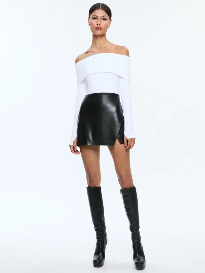 Skirts Women Alice Olivia SIOBHAN VEGAN WRAP MINI SKIRT Black